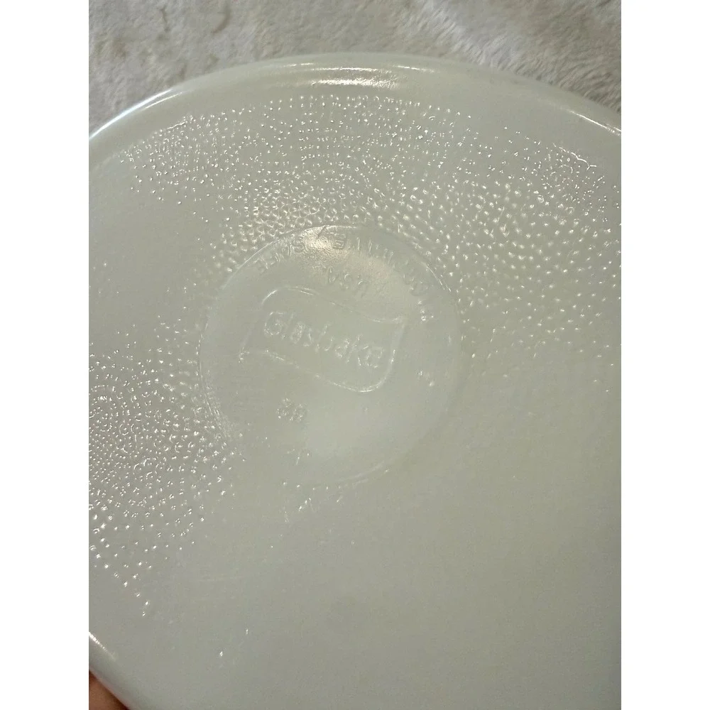 Vintage Glasbake White Milk Glass Divided Oval Casserole Dish J2352 USA Made